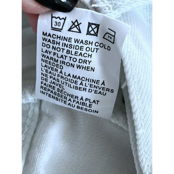 Sandrine Rose x Free People Womens Sz 26 Dust White Raw Hem Cut Off Shor… - Picture 8 of 10